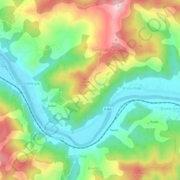 Straište topographic map, elevation, terrain