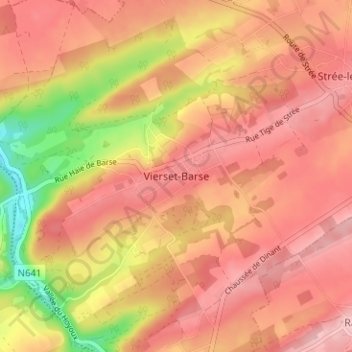 Vierset-Barse topographic map, elevation, terrain