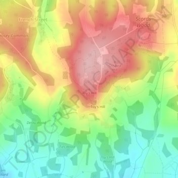 Toy's Hill topographic map, elevation, terrain