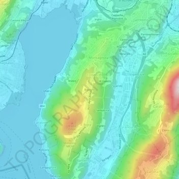 Bigogno topographic map, elevation, terrain