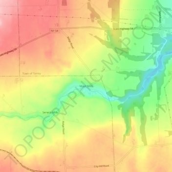 Mays Mills topographic map, elevation, terrain