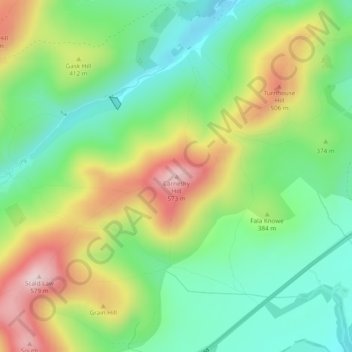 Carnethy Hill topographic map, elevation, terrain