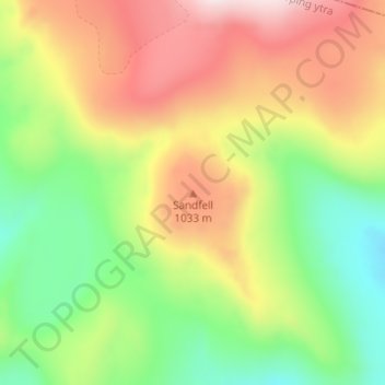 Sandfell topographic map, elevation, terrain