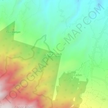 Sukamandi topographic map, elevation, terrain