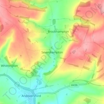 Sevenhampton topographic map, elevation, terrain