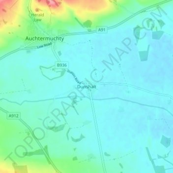 Dunshalt topographic map, elevation, terrain