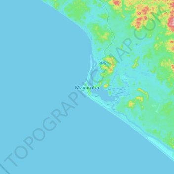 Mayumba topographic map, elevation, terrain