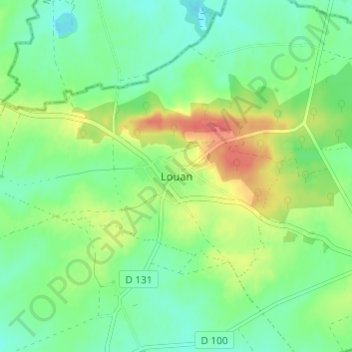 Louan topographic map, elevation, terrain