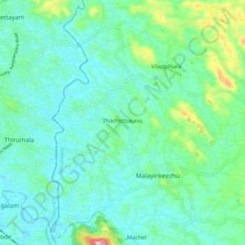 Tachottukavu topographic map, elevation, terrain
