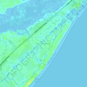 Palmetto Dunes topographic map, elevation, terrain