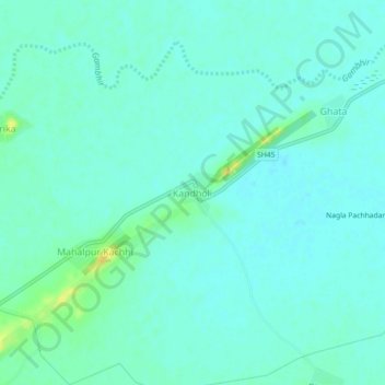 Kandholi topographic map, elevation, terrain