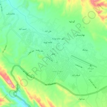 Jam topographic map, elevation, terrain