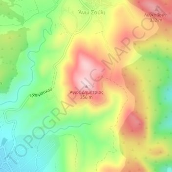 Άγιος Δημήτριος topographic map, elevation, terrain