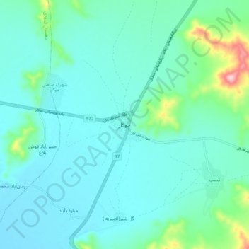 Jowkar topographic map, elevation, terrain