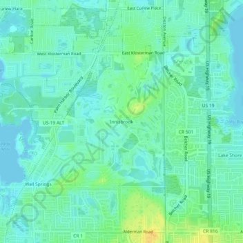 Innisbrook topographic map, elevation, terrain