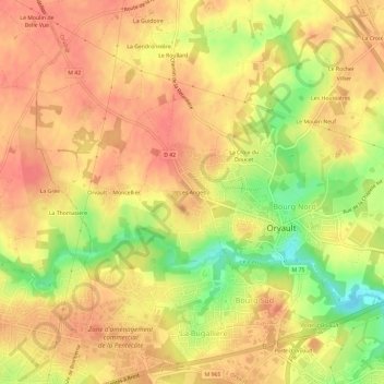 Les Anges topographic map, elevation, terrain