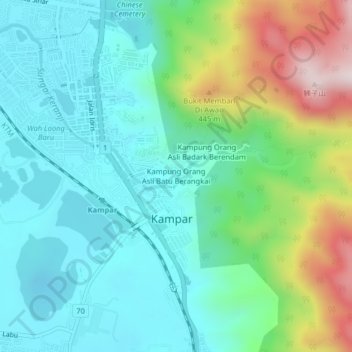 Kampung Orang Asli Batu Berangkai topographic map, elevation, terrain