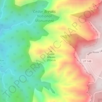 Cedar Breaks topographic map, elevation, terrain