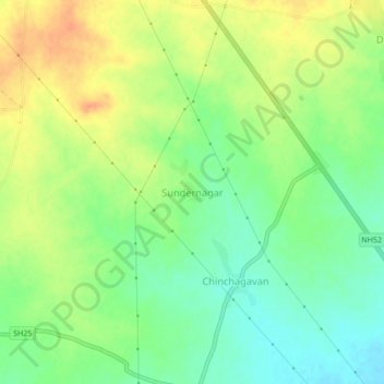 Sundernagar topographic map, elevation, terrain