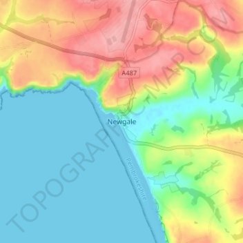 Newgale topographic map, elevation, terrain