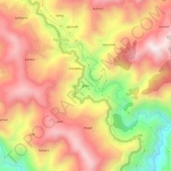 ghiri topographic map, elevation, terrain