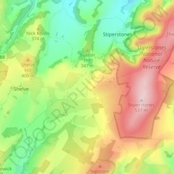 Pennerley topographic map, elevation, terrain