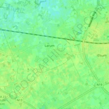 Binneneinde topographic map, elevation, terrain