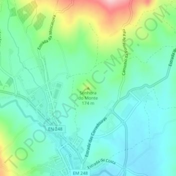 Senhora do Monte topographic map, elevation, terrain