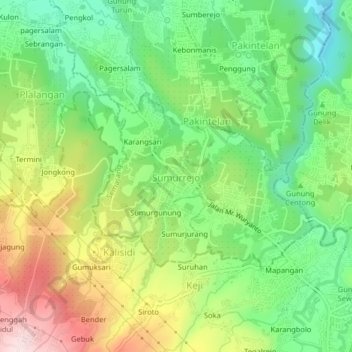 Sumurrejo topographic map, elevation, terrain