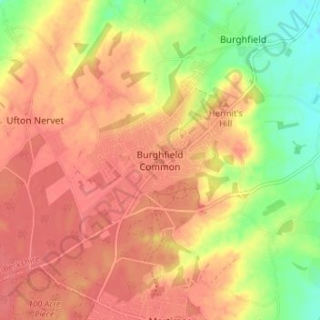 Burghfield Common topographic map, elevation, terrain