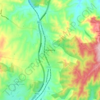 Wandong topographic map, elevation, terrain