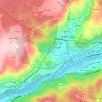 Fontelo topographic map, elevation, terrain
