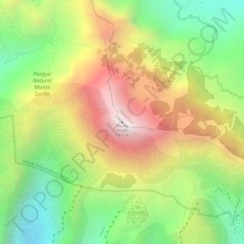 Monte Gordo topographic map, elevation, terrain