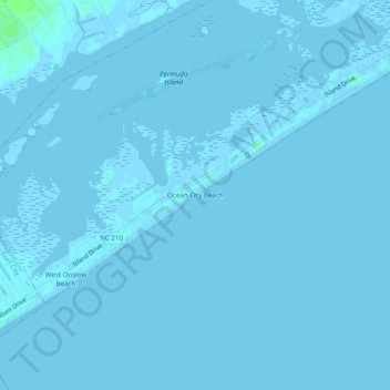 Ocean City Beach topographic map, elevation, terrain