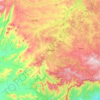 Sabugal topographic map, elevation, terrain