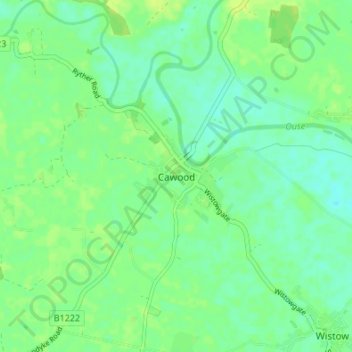 Cawood topographic map, elevation, terrain