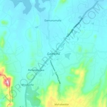 Galewela topographic map, elevation, terrain