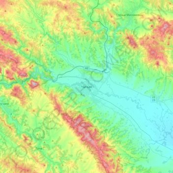 Čačak topographic map, elevation, terrain