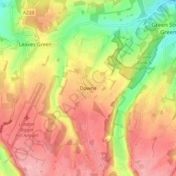 Downe topographic map, elevation, terrain