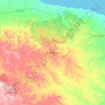 Central Msallata topographic map, elevation, terrain