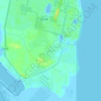 Hazira topographic map, elevation, terrain