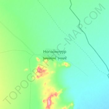 Nogoonnuur topographic map, elevation, terrain