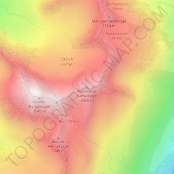 Nördlicher Ramolkogel topographic map, elevation, terrain