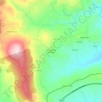 San Pedro de Trasverea topographic map, elevation, terrain