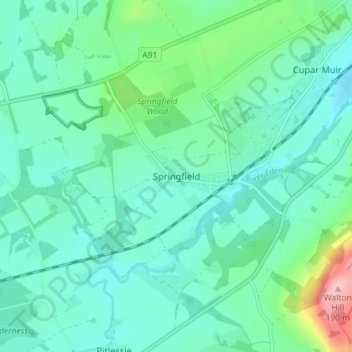 Springfield topographic map, elevation, terrain