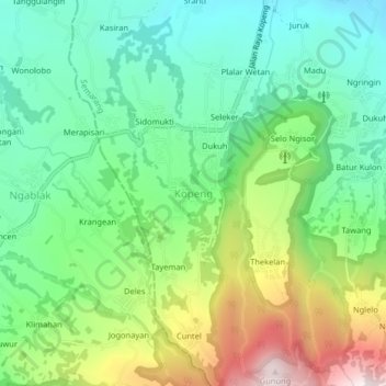 Kopeng topographic map, elevation, terrain