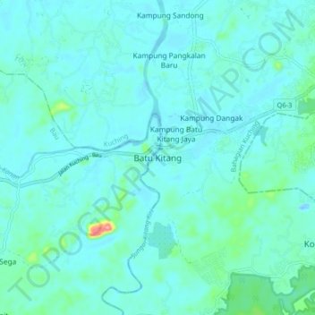 Batu Kitang topographic map, elevation, terrain