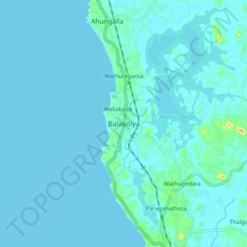 Balapitiya topographic map, elevation, terrain