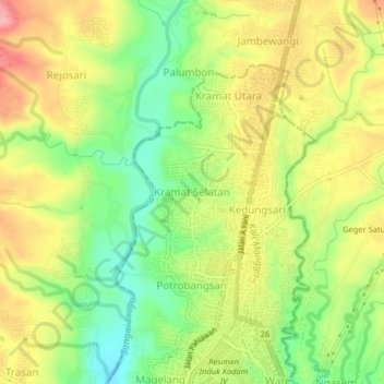 Kramat Selatan topographic map, elevation, terrain