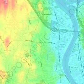 Cayenne topographic map, elevation, terrain